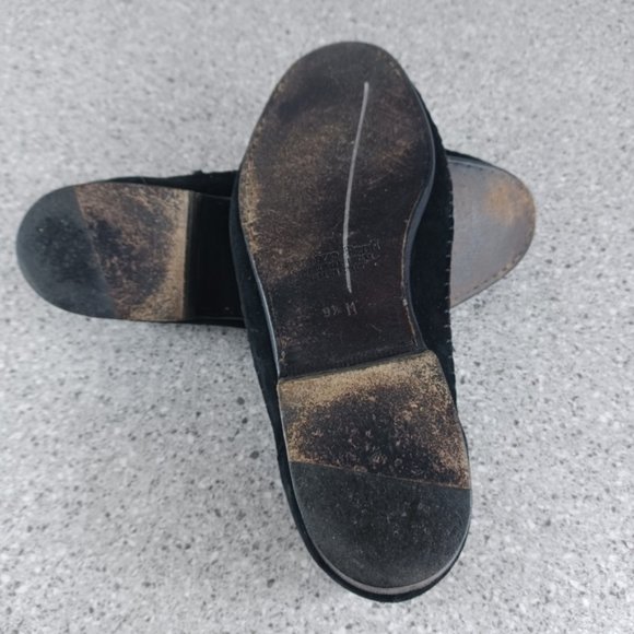 Lorenzo Banfi Suede Black Gold Stud Dress Loafers 9.5 Slip On Italian Shoes